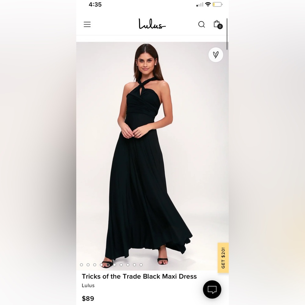 Lulu’s: Classic Black Floor Length Dress (wear 6 different ways!)